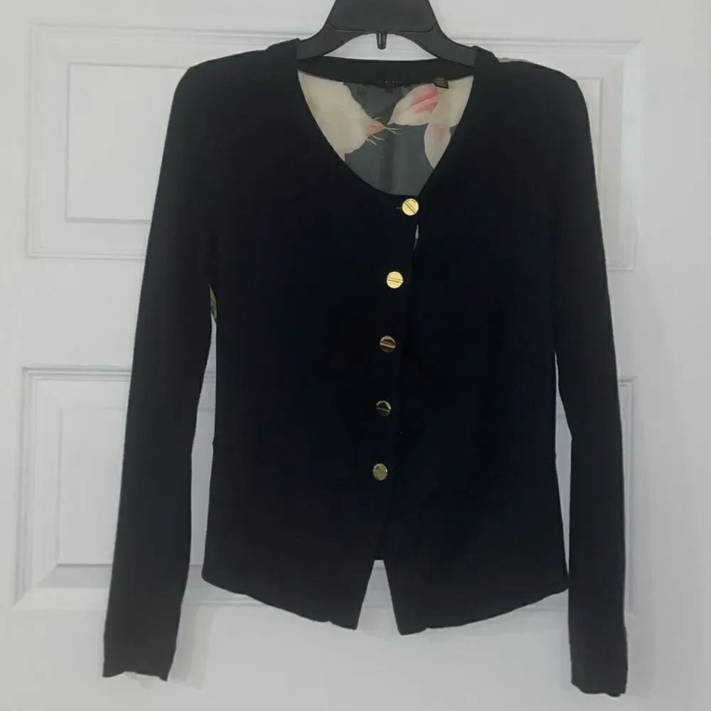 Ted Baker London Black Floral Back Cardigan